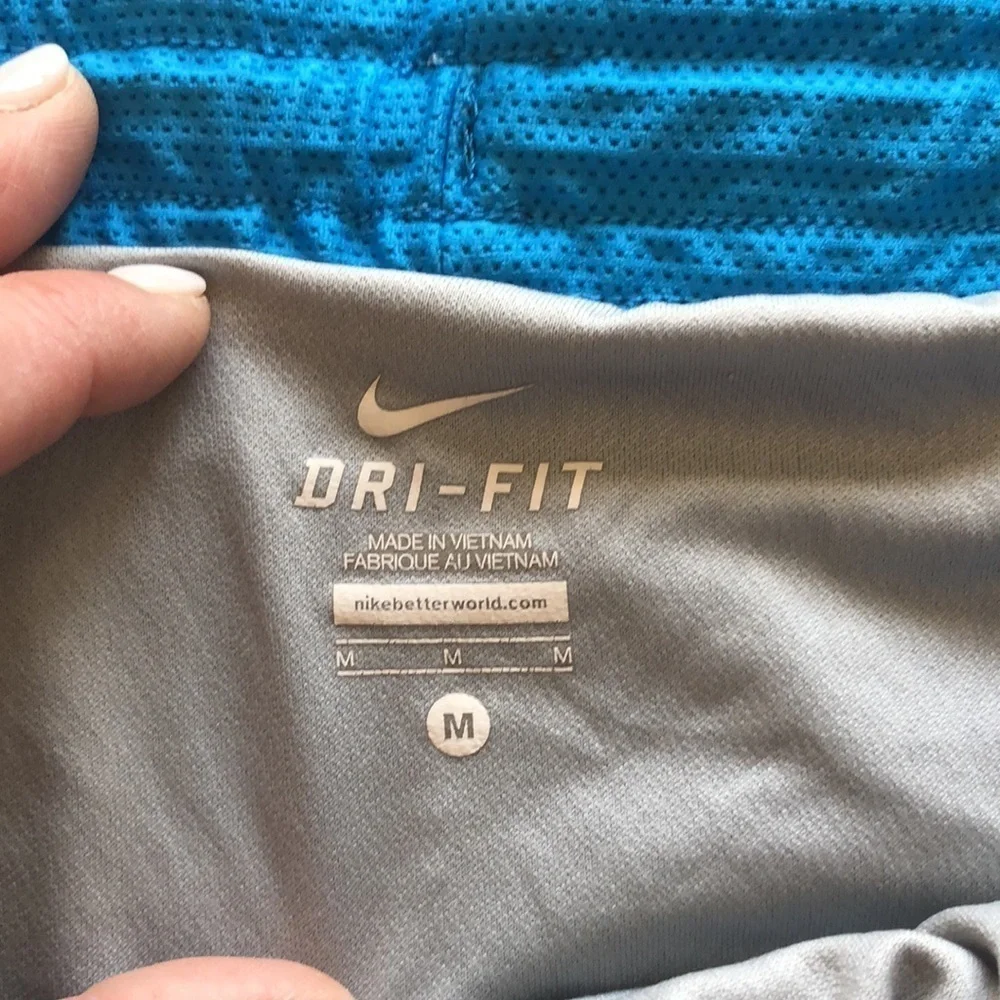 𝅺Nike Athletic Running Shorts Builtin Underwear Dry Fit Size M Gym Workout Blue